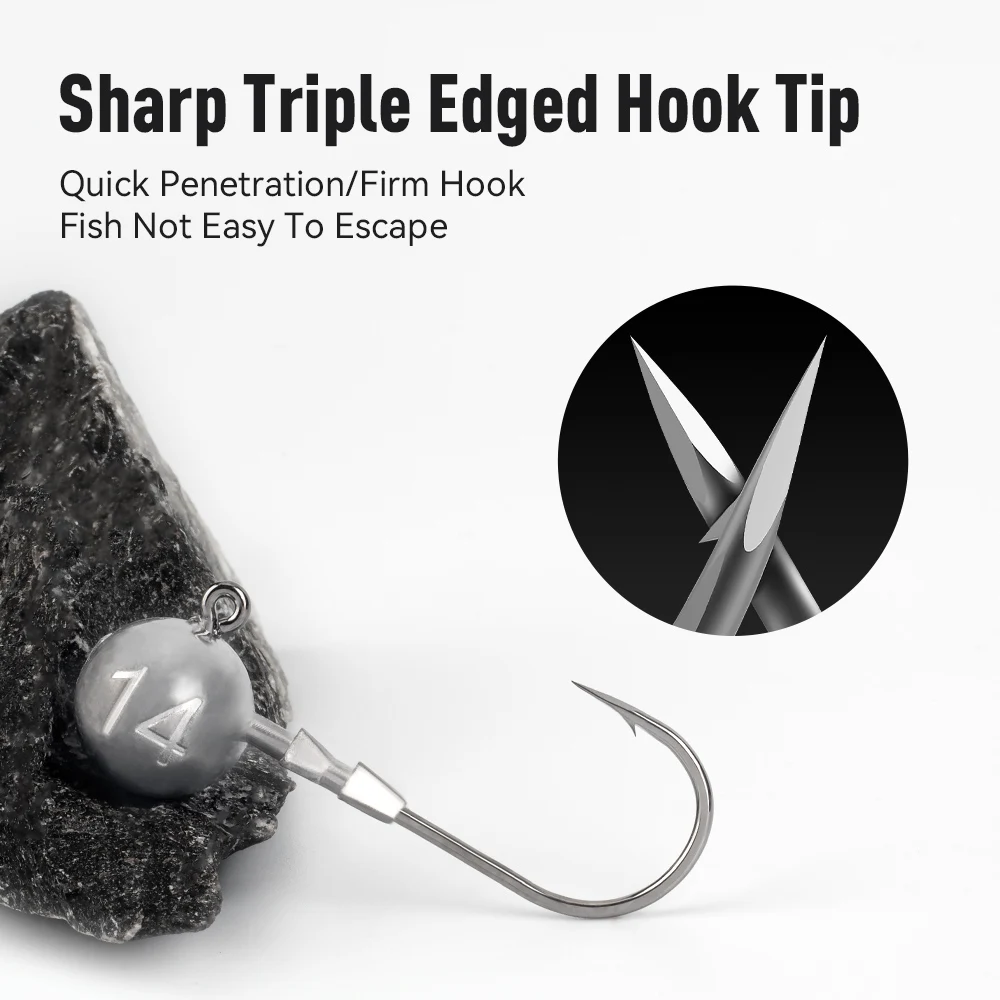 Kingdom 15 Uds 3X anzuelos de pesca reforzados 3,5g 5g 7g 10g 14g anzuelo de acero alto en carbono con filo triple accesorios de aparejos de pesca - imagen 3