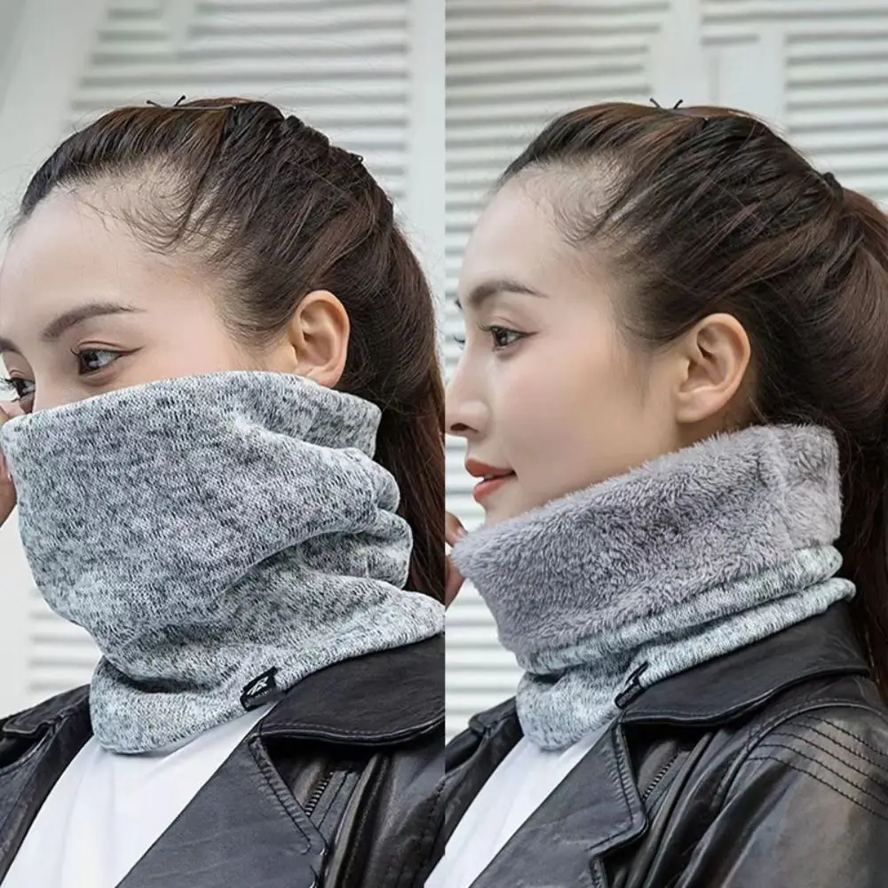 Bufanda de anillo de invierno tejida de alta calidad, envoltura circular, máscara facial completa de color sólido, accesorios para exteriores, bufandas cálidas de felpa para el cuello