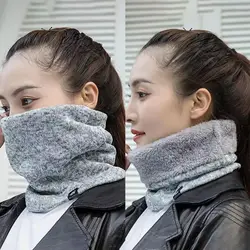 Bufanda de anillo de invierno tejida de alta calidad, envoltura circular, máscara facial completa de color sólido, accesorios para exteriores, bufandas cálidas de felpa para el cuello