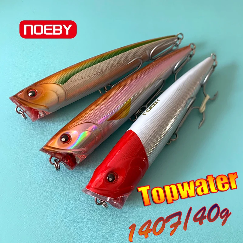 Señuelo de Pesca NOEBY, 140mm, 40g, cebo Popper Topwater, juego Wobbler, cebo duro flotante Artificial de gran juego para Lucio, lubina, Pesca