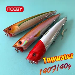 Señuelo de Pesca NOEBY, 140mm, 40g, cebo Popper Topwater, juego Wobbler, cebo duro flotante Artificial de gran juego para Lucio, lubina, Pesca