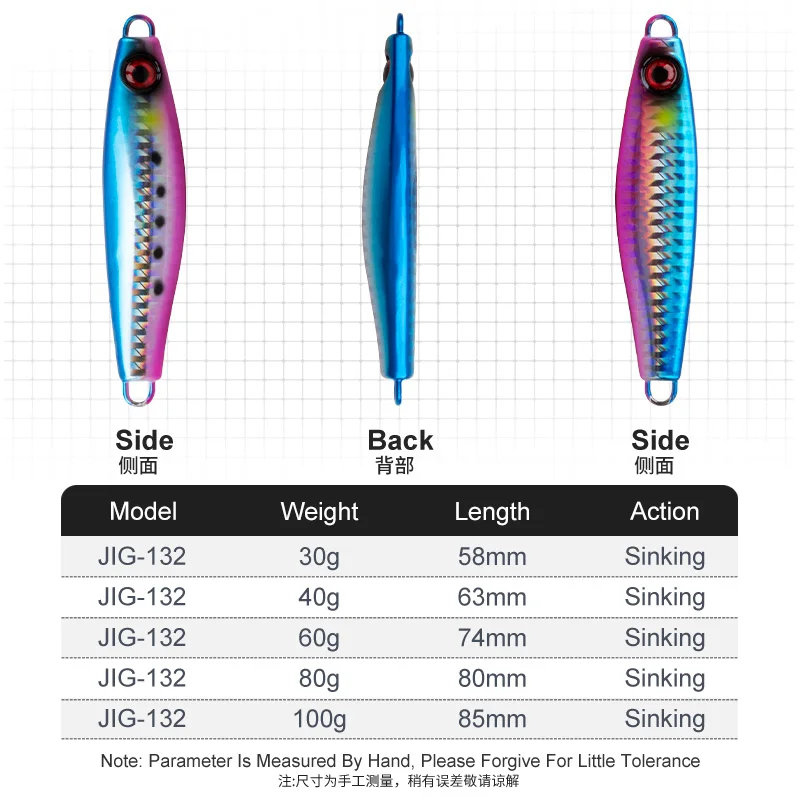 OBSESSION-señuelo de Metal J132 para pesca en el mar, cebo duro de hundimiento UV, 30g, 40g, 60g, 80g, 100g - imagen 3