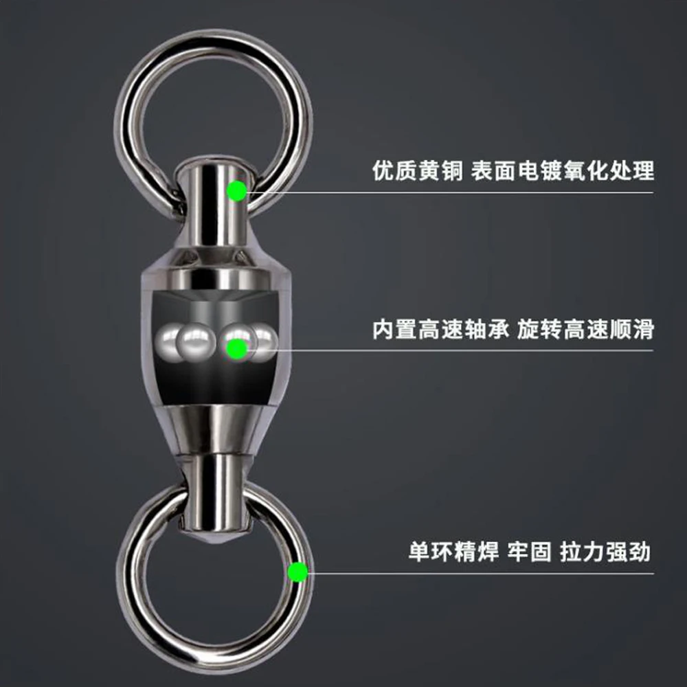 50 Uds. Conector giratorio de pesca, bola resistente de alta resistencia, rodamiento de acero inoxidable, barril, anillo sólido, tamaño 0 #   hasta 10 # - imagen 4