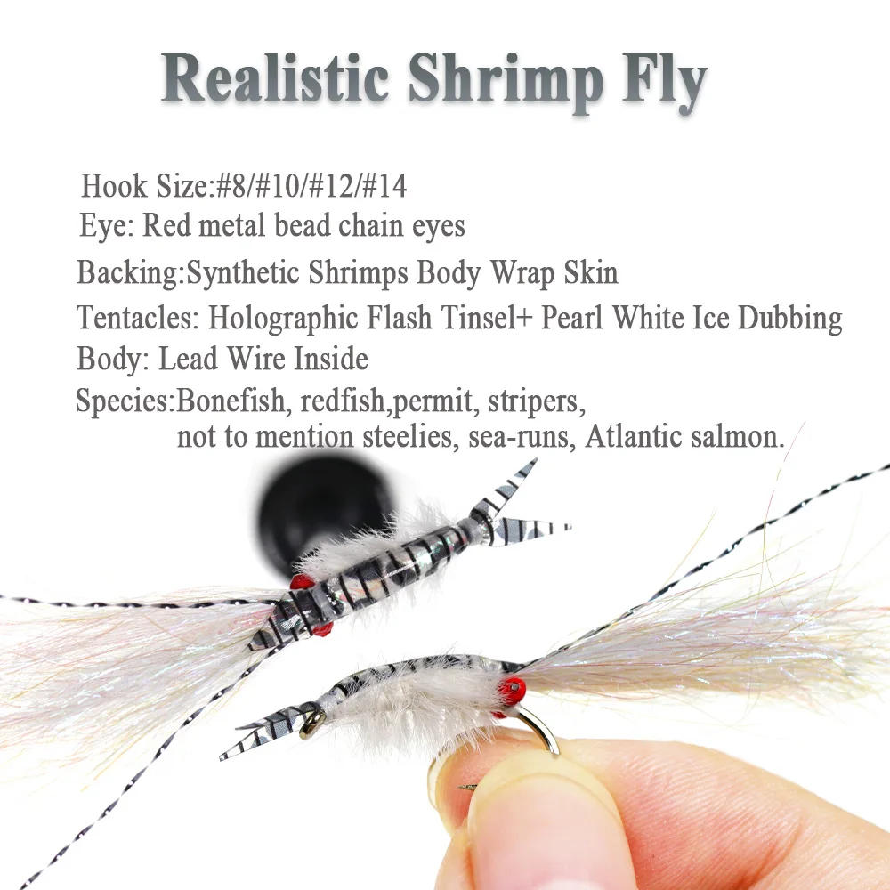 Wifreo-SEÑUELOS DE pesca de camarón, 4 piezas, #8 ~ #14 Scud, moscas de agua dulce y salada, Salmon Stripers, Bonefish, RedfishTrout - imagen 2