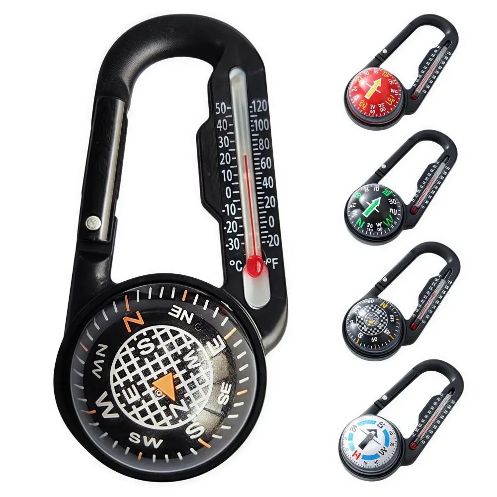Brújula 3 en 1, termómetro, mosquetón, llavero portátil resistente, brújula, hebilla de Montañismo duradera multifuncional, gancho para llaves - imagen 4