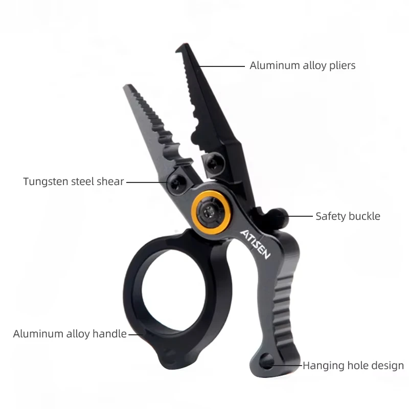 Pinzas de pesca de aluminio, agua salada, kit de equipo de pesca, removedor de anzuelos multiusos, hilo de pescar para cortar y tejer - imagen 4