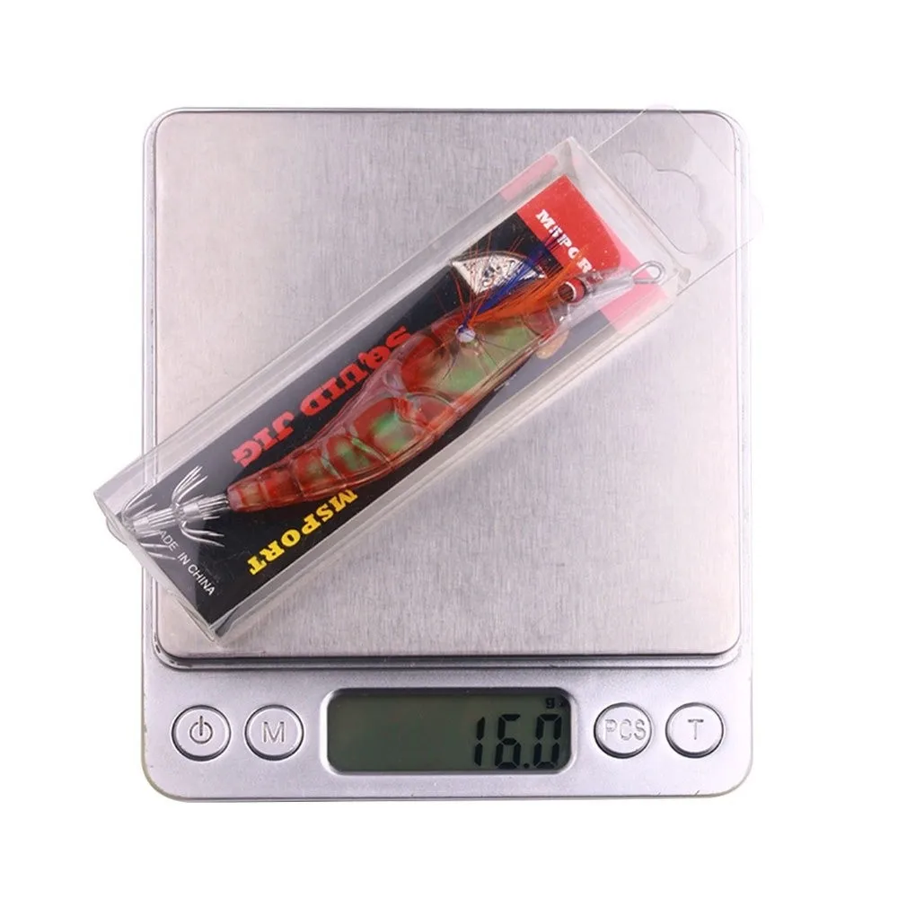 Señuelo de pesca noctilucente 10cm 12g 2,5 #   gancho de calamar artificial, plantillas de madera, calamar noctilucente artificial, plantillas de sepia - imagen 4