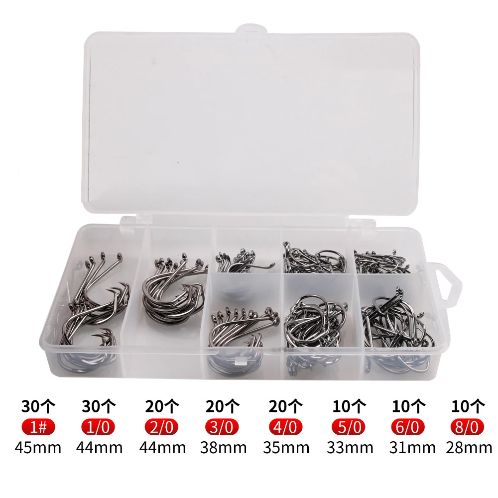 Anzuelo de pesca de acero con alto contenido de carbono, gancho de pesca de caña larga con púas redondas, gancho de junta curvada, anillo de ojo grande, gancho de gusano, señuelo de pesca, cuchara giratoria, 150 piezas - imagen 5