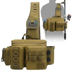 Mochila riñonera de pesca con soporte para caña – Organizador resistente