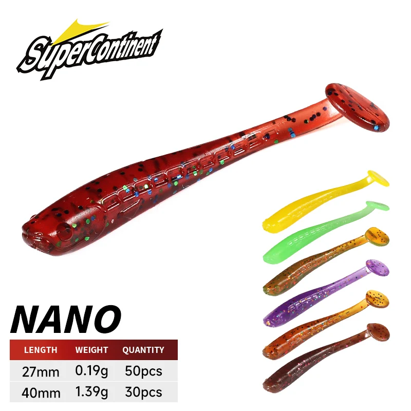 Cebo suave supercontinente, nuevo pececillo, 4cm/30 Uds., 2,7 cm/50 Uds., Señuelos de pesca que se hunden, cebo tremor, señuelo de pesca suave, señuelo de gusanos de pescado