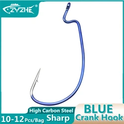 ZYZHE Anzuelo jigging azul boca ancha offset con púas para señuelos blandos