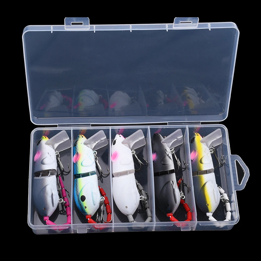 5 unids/caja señuelo de ratón de plástico Artificial señuelo de pesca de ratón Swimbait rata Pike Bass Minnow flotantes - imagen 2