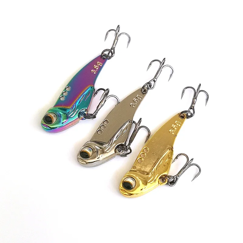 Nuevo Metal Mini VIB cuchara Wobbler señuelo de pesca 3,5g 5g 7g aparejos de pesca Pin de lubina Crankbait vibración Spinner cebo que se hunde - imagen 4