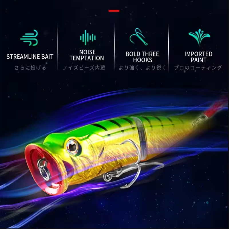 Popper Bearking S54B con ojos 3D para pesca superficial - imagen 5