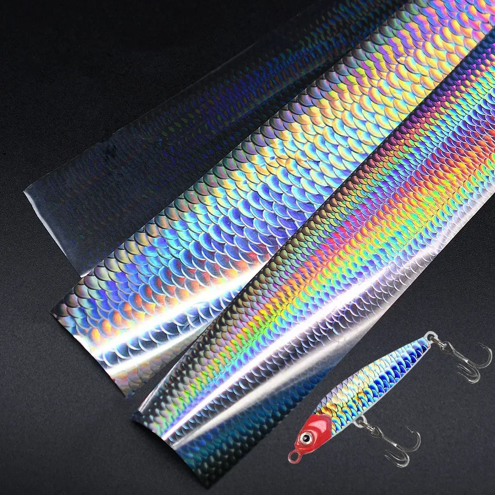 4X50CM Holographische Fisch Skala Transfer Folie Nail art DIY Laser Silber Aufkleber Heißer Stanzen Folie für Angeln locken - imagen 5