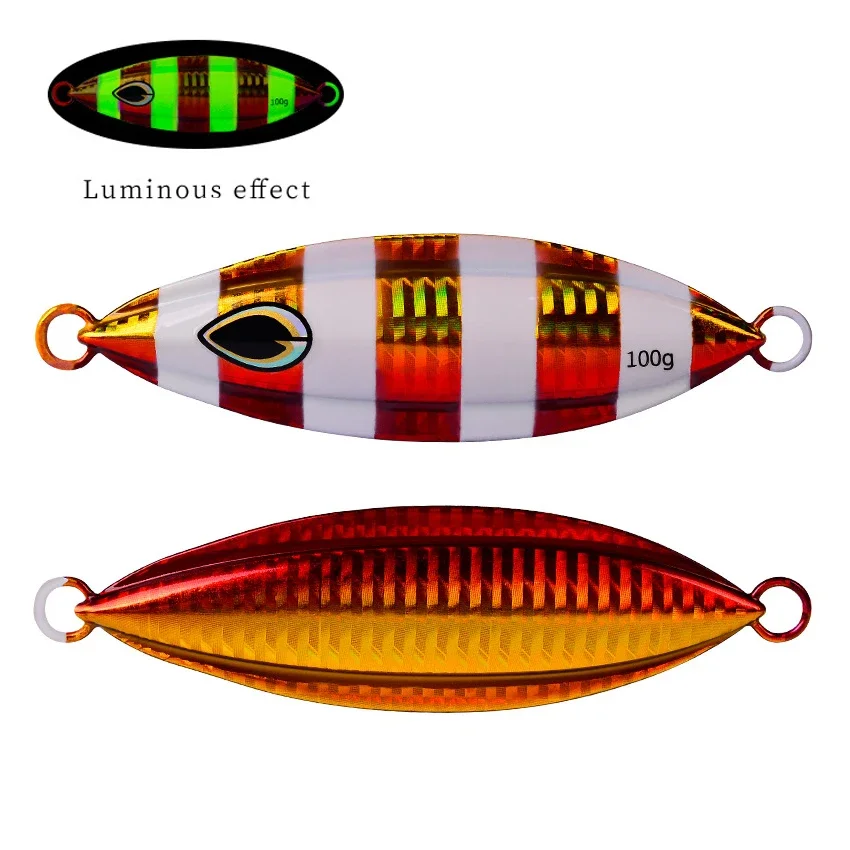 5 unids/set 40g 60g 80g 100g 150g 200g peces artificiales plantillas de Metal cuchara señuelo de pesca plantilla lenta señuelos de Jigging de mar aparejos de cuchara - imagen 4