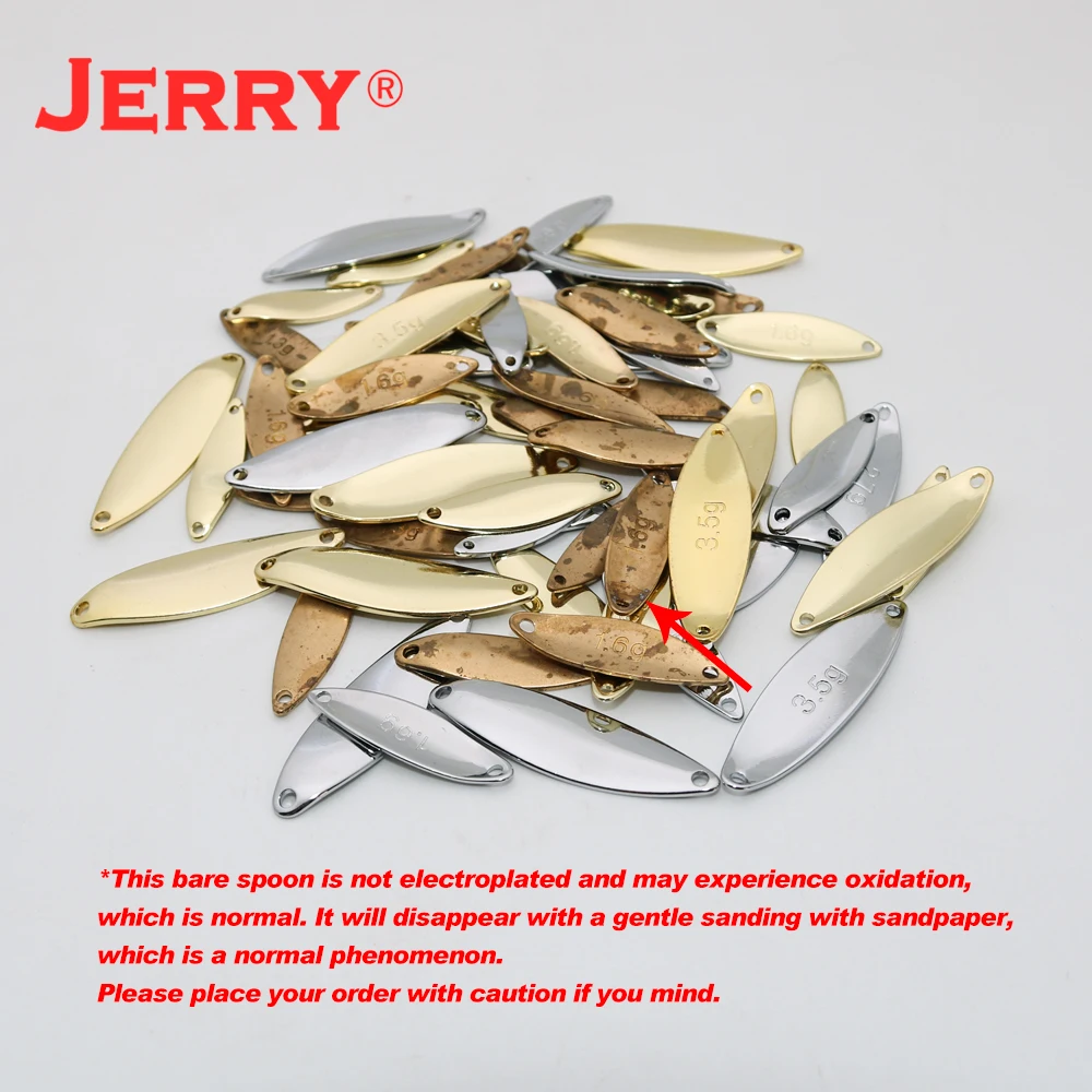 Jerry Leo 50 Uds 1,2g 1,6g 2,6g 3,4g cuerpo en blanco área sin pintar cucharas para trucha señuelos de pesca giratorios ultraligeros brillos