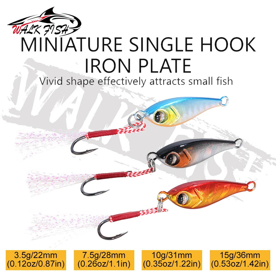 WALK FISH nuevo plantilla de Metal 3D 3,5g 7,5g 10g 15g pez biomimético de mar placa de hierro cebo Wobbler Artificial océano barco señuelo de pesca - imagen 2