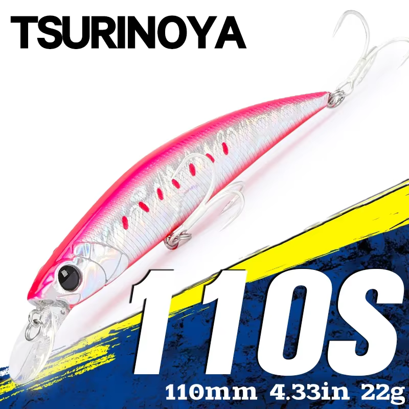 TSURINOYA INTRUDER 110S hundimiento Minnow señuelo de pesca de agua salada DW77 110mm 22g lubina trucha grande pesca en el mar cebos duros - imagen 2