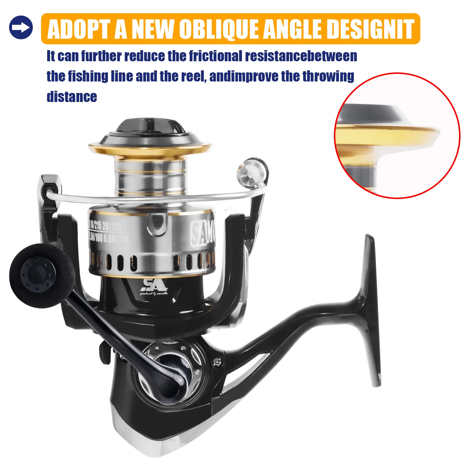 SAMOLLA 8-12KG carrete giratorio de arrastre máximo cuerpo de Metal duradero carrete de pesca de agua dulce y salada carrete de pesca - imagen 4
