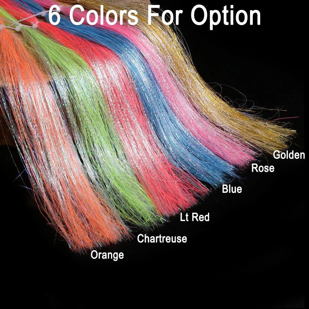 Bimoo 50 cm/19,69 pulgadas de largo luminoso Flashabou oropel atado de moscas Material Streamer trucha señuelo de pesca de mar, plantillas de señuelo Bucktail faldas - imagen 4