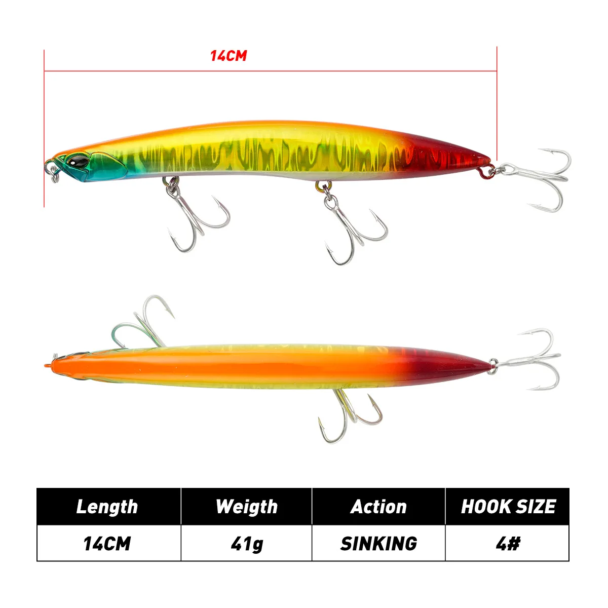 Señuelo de Pesca Testar, 14cm, 41g, cebo tipo lápiz que se hunde, Wobblers artificiales costeros de fundición larga, cebo duro para Lucio, Pesca - imagen 2
