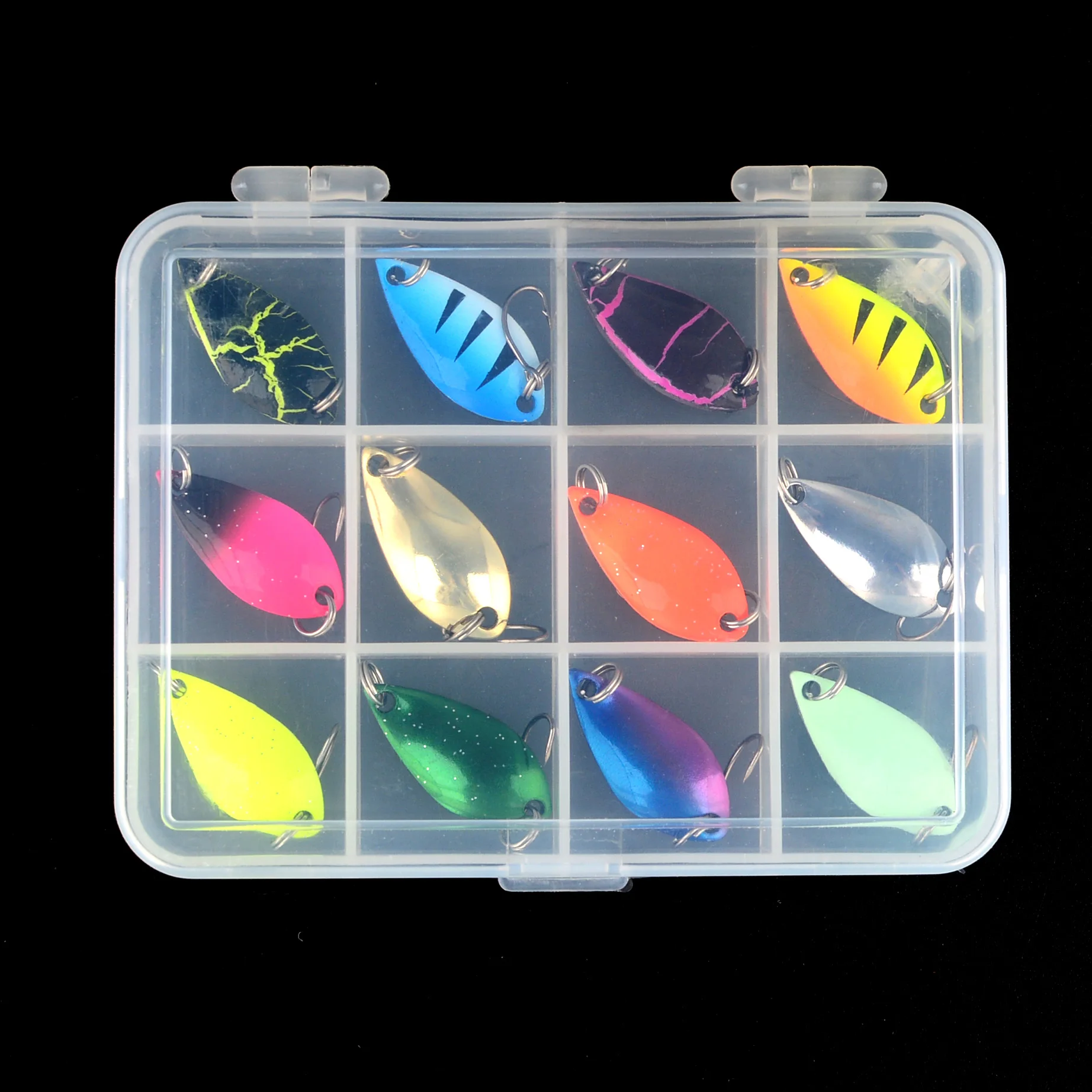 12 unids/caja Spinner trucha cebo cuchara de Metal señuelo de pesca anzuelo Wobbler fundición Jigging accesorios de aparejos - imagen 3