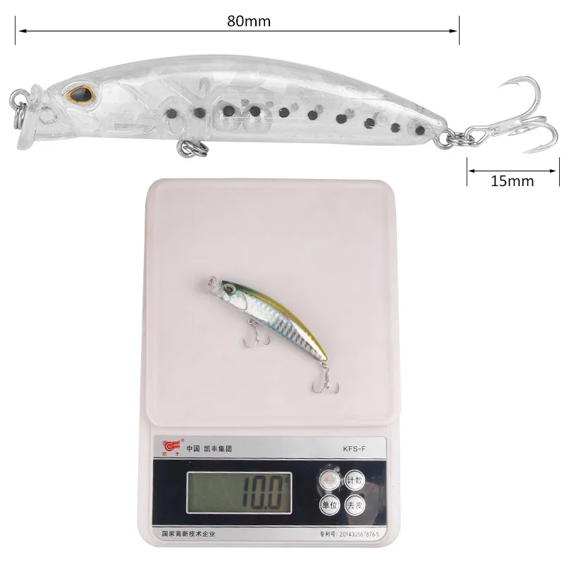 Señuelo de Pesca Minnow 80mm 10g cebo duro flotante Wobbler Crankbait carpa rayas lubina aparejos de Pesca SwimBait en caja - imagen 5