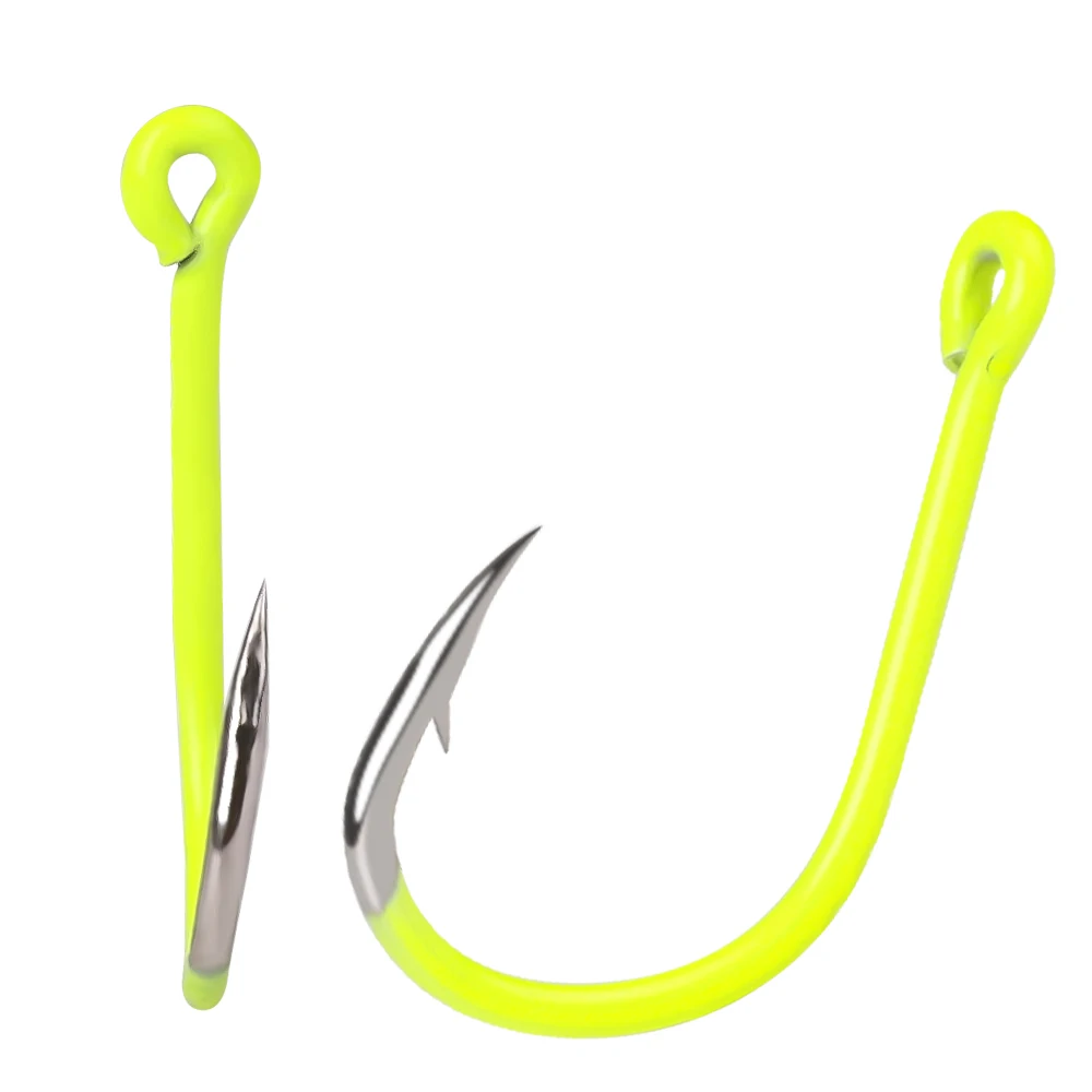 FTK 100 Uds juego de anzuelos de pesca de acero al carbono de un solo círculo colores mezclados 2 # -11 #   Anzuelo de pesca con mosca, anzuelos de carpa con púas, aparejos marinos - imagen 5