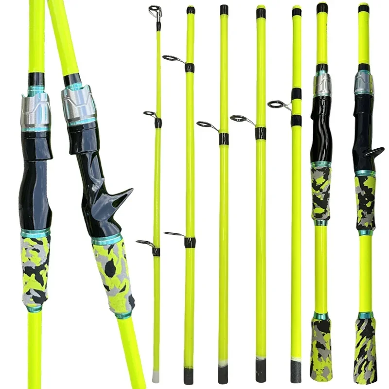 Caña de pescar con señuelo giratorio de fundición de 1,8/2,1 m, caña de pescar ultraligera de carbono para viaje, 4/5 secciones con mango de EVA para todas las aguas
