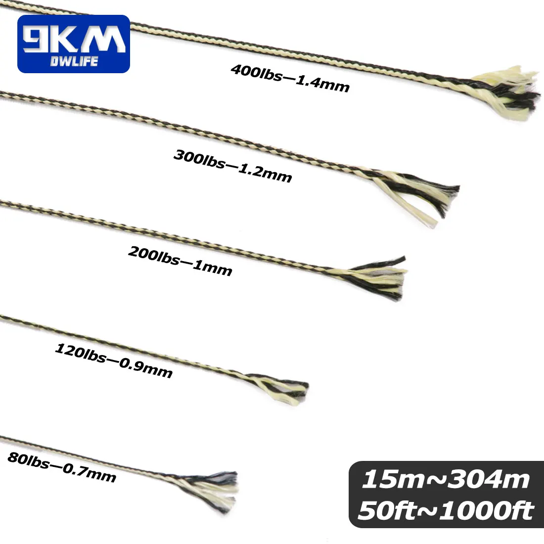Línea de Kevlar de 80 ~ 400lb, línea de asistencia de pesca trenzada, cuerdas voladoras para cometas, para acampar al aire libre, senderismo, resistente a la suciedad, amarillo y negro, 50 ~ 1000 pies - imagen 2