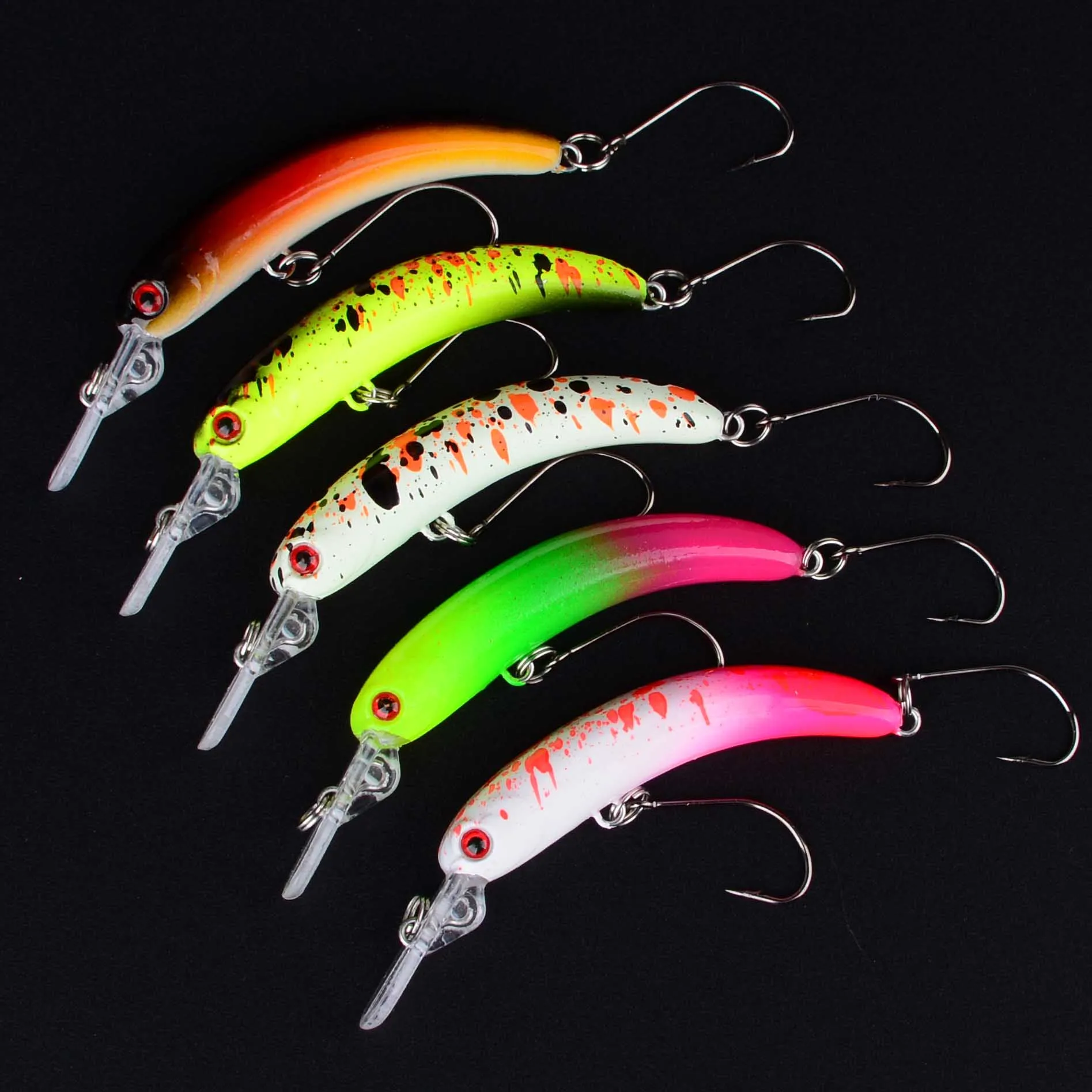 5 uds. Señuelos de pesca duros de trucha pececillo de hundimiento lento, cebos de pesca de lubina, Crankbaits Wobbler, señuelos curvos, cebo de pesca de agua dulce y salada - imagen 5