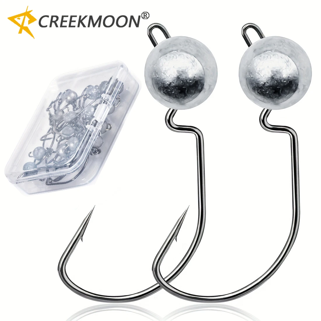 Ganchos de manivela con cabezal de plantilla de Metal redondo, pesas de 3,5/5/7/10g, anzuelo afilado para cebo de gusano suave, cabezales de Jigging de carpa con púas, 10 Uds. - imagen 2