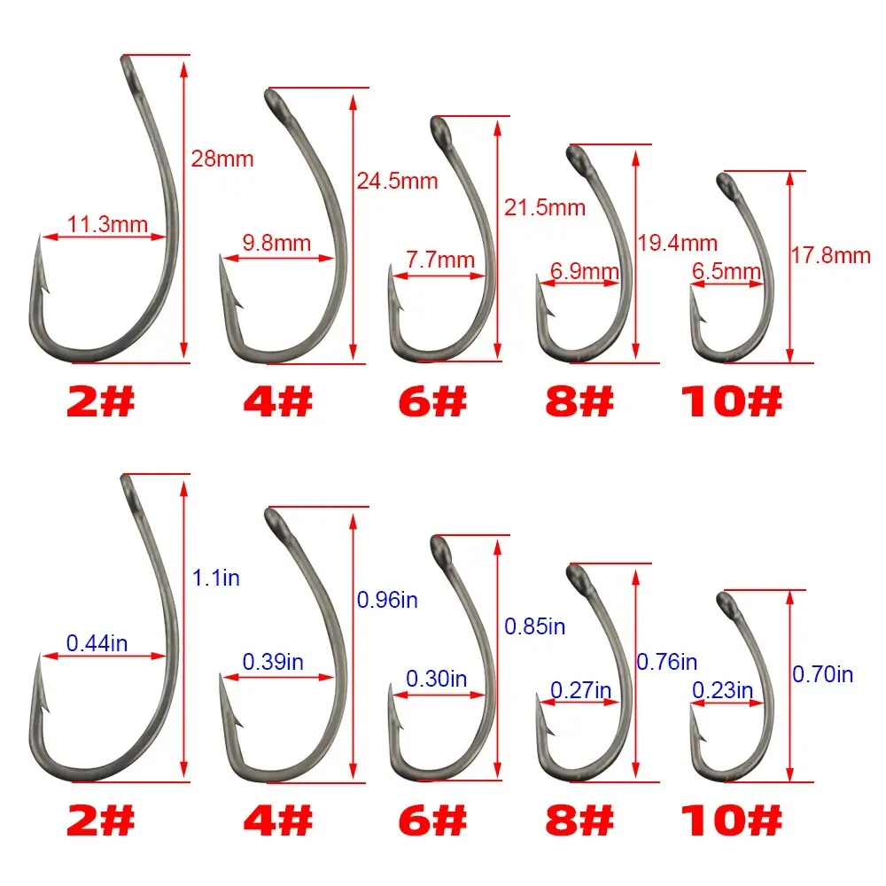 Hirisi-anzuelo de pesca con púas de acero inoxidable, 15 piezas, recubierto de PTFE, alto carbono, con ojo, accesorios de pesca de carpa, X501 - imagen 2