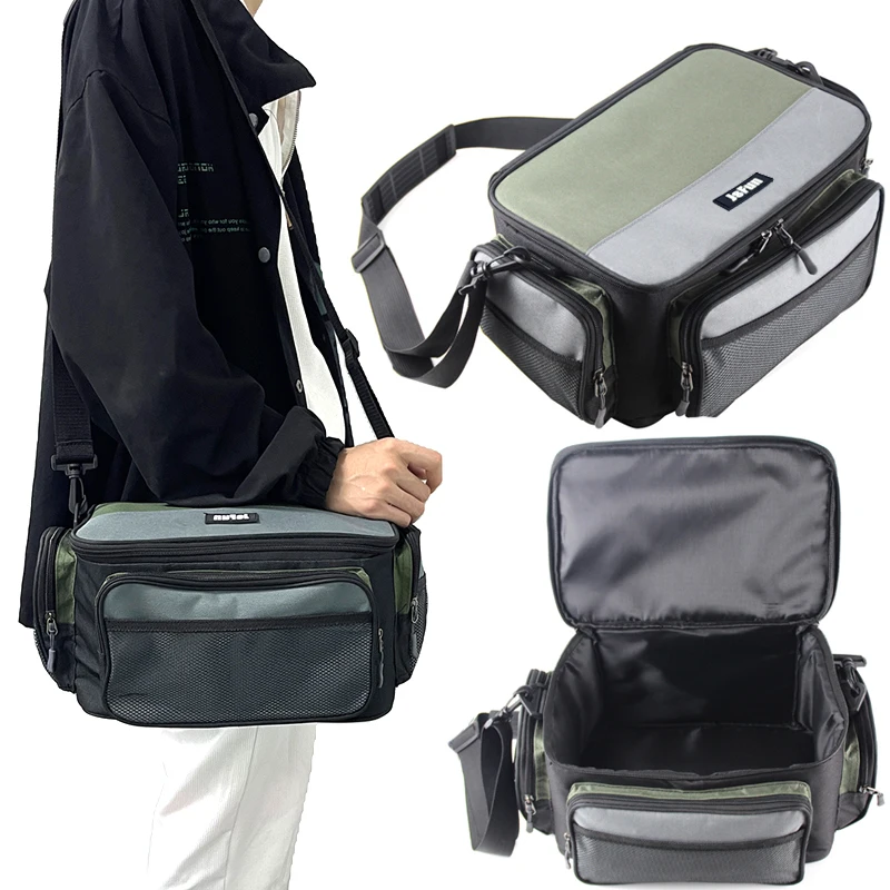 JSFUN-bolsas de aparejos de pesca multifuncionales de gran capacidad, bolsa de pesca Oxford, caja de almacenamiento de herramientas de carrete de pesca - imagen 5