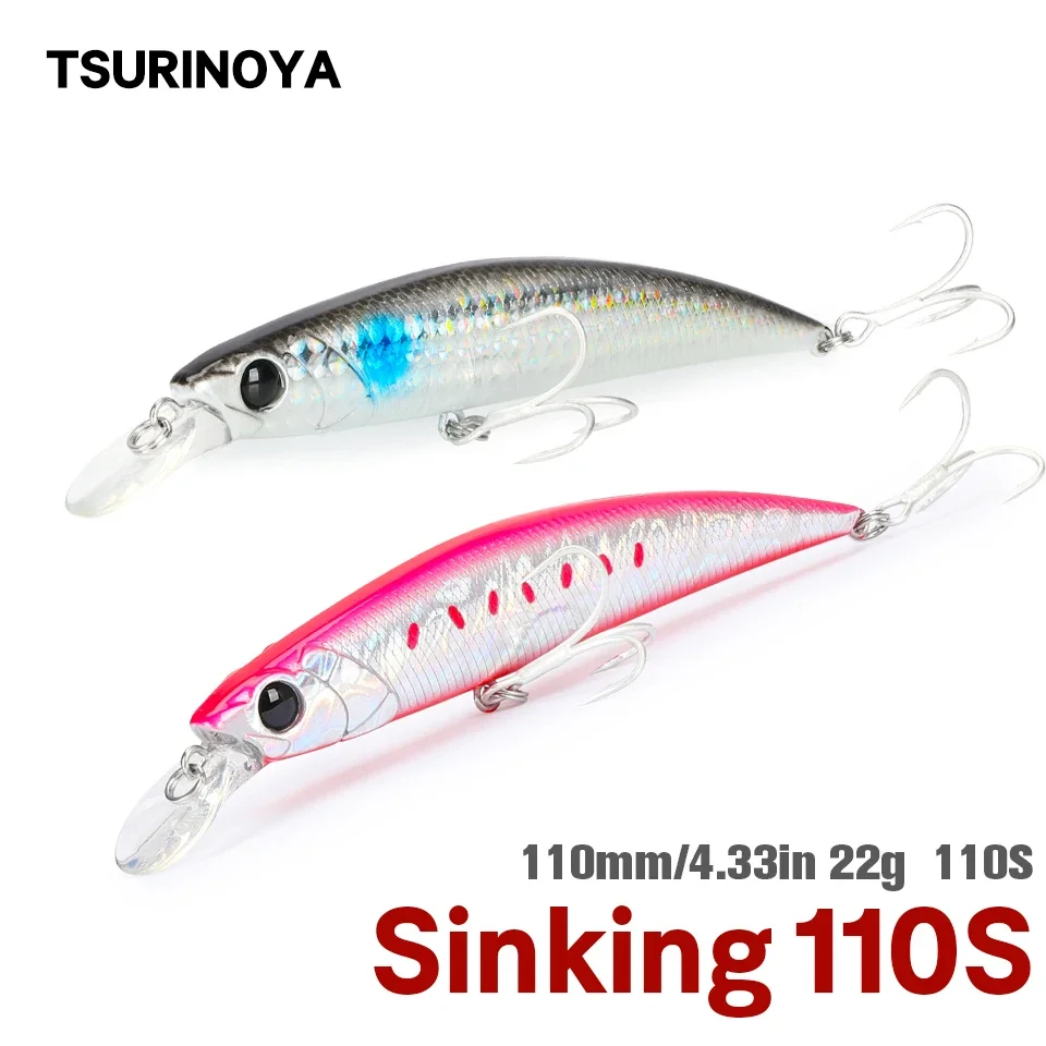 TSURINOYA-señuelo de pesca de agua salada, cebo duro de fundición larga 110S, DW77, 110mm, 22g, para trucha, Lucio, río, lago, Jerkbait - imagen 2