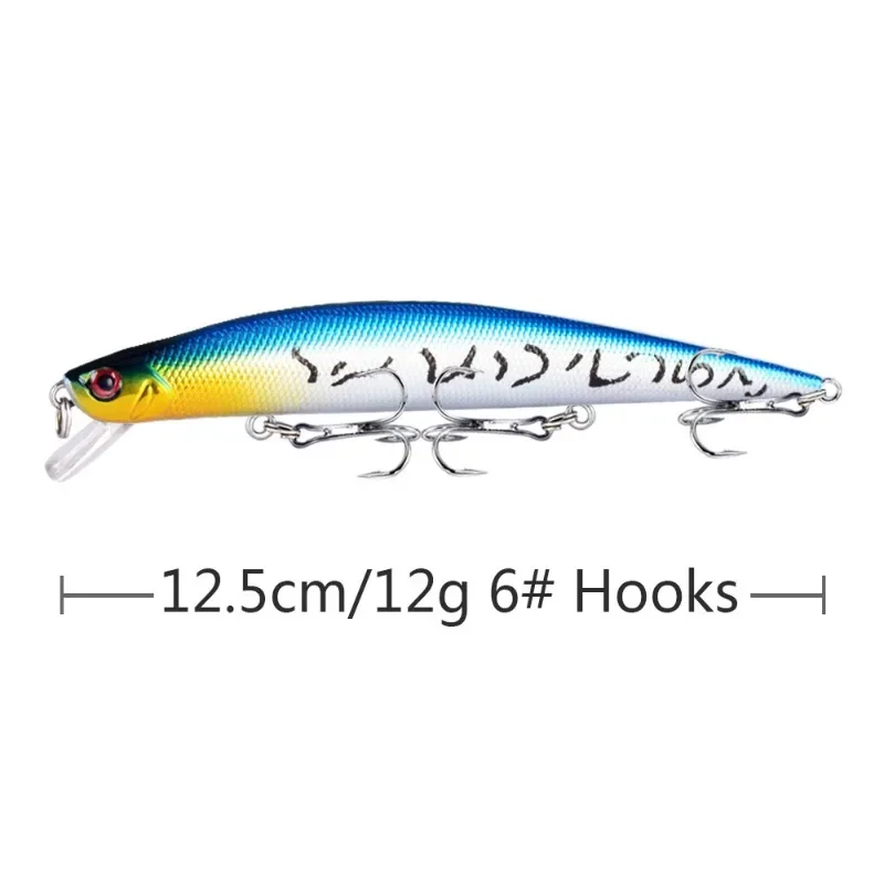 Señuelos de pesca Minnow, cebos duros Wobbler, Crankbaits, señuelo artificial para lubina, aparejos de pesca de Lucio, 12,5 cm, 12,5G, 1 pieza - imagen 4