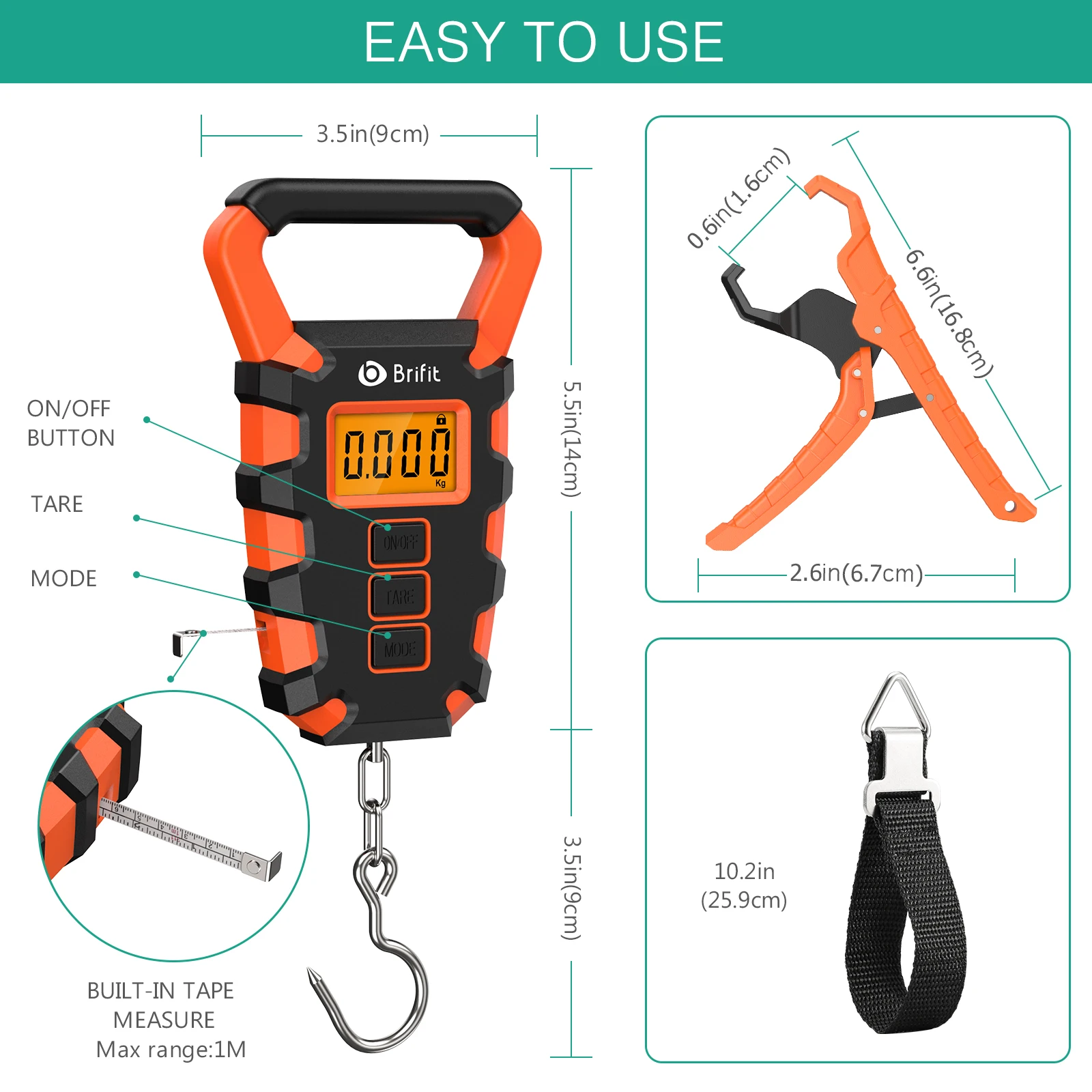 Báscula de pesca digital con agarre y regla para pescado - imagen 5