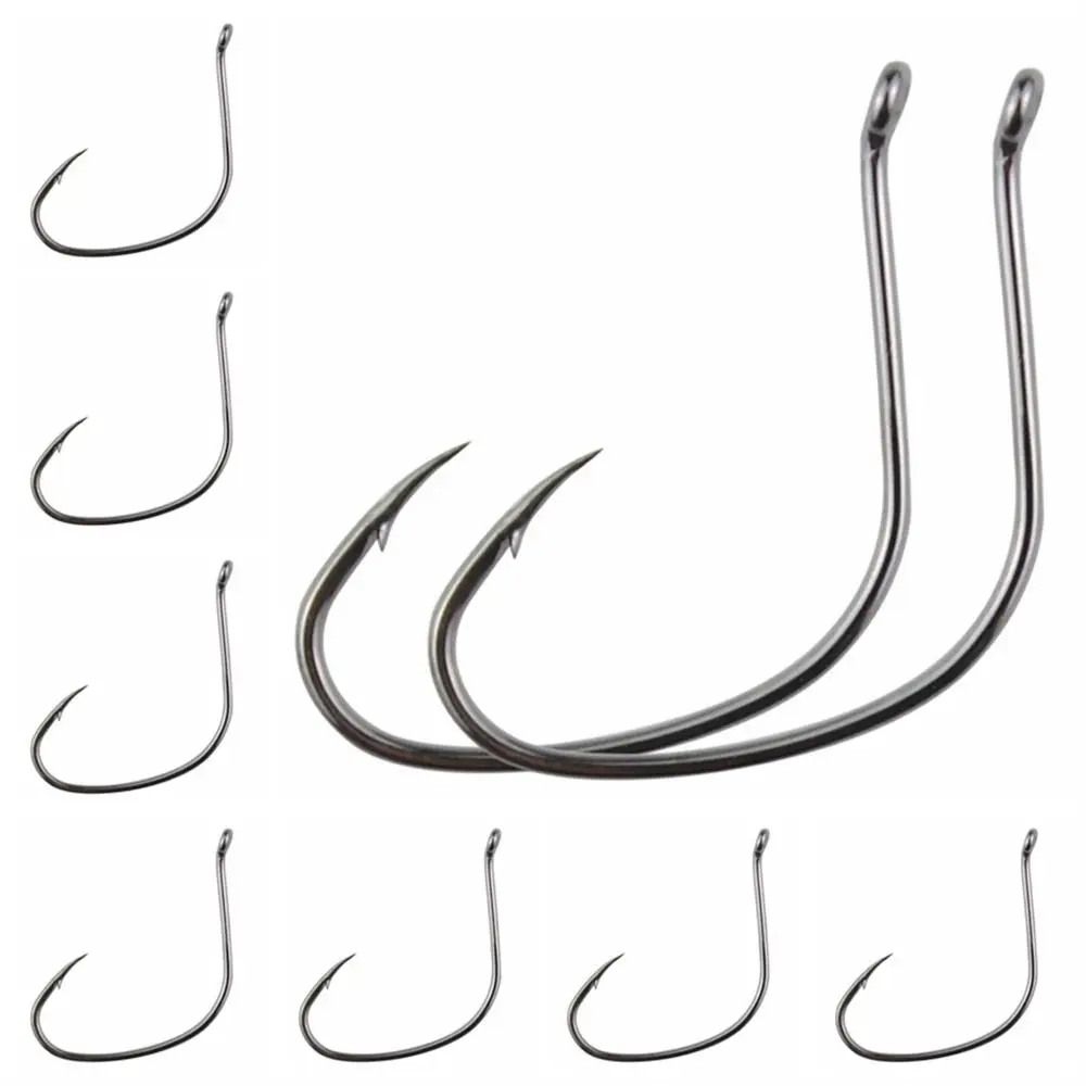 Anzuelos de pesca de gran espacio de acero de alto carbono, gancho de púas, anzuelos de aparejo, gusano de fuerte resistencia, trucha, lubina - imagen 4