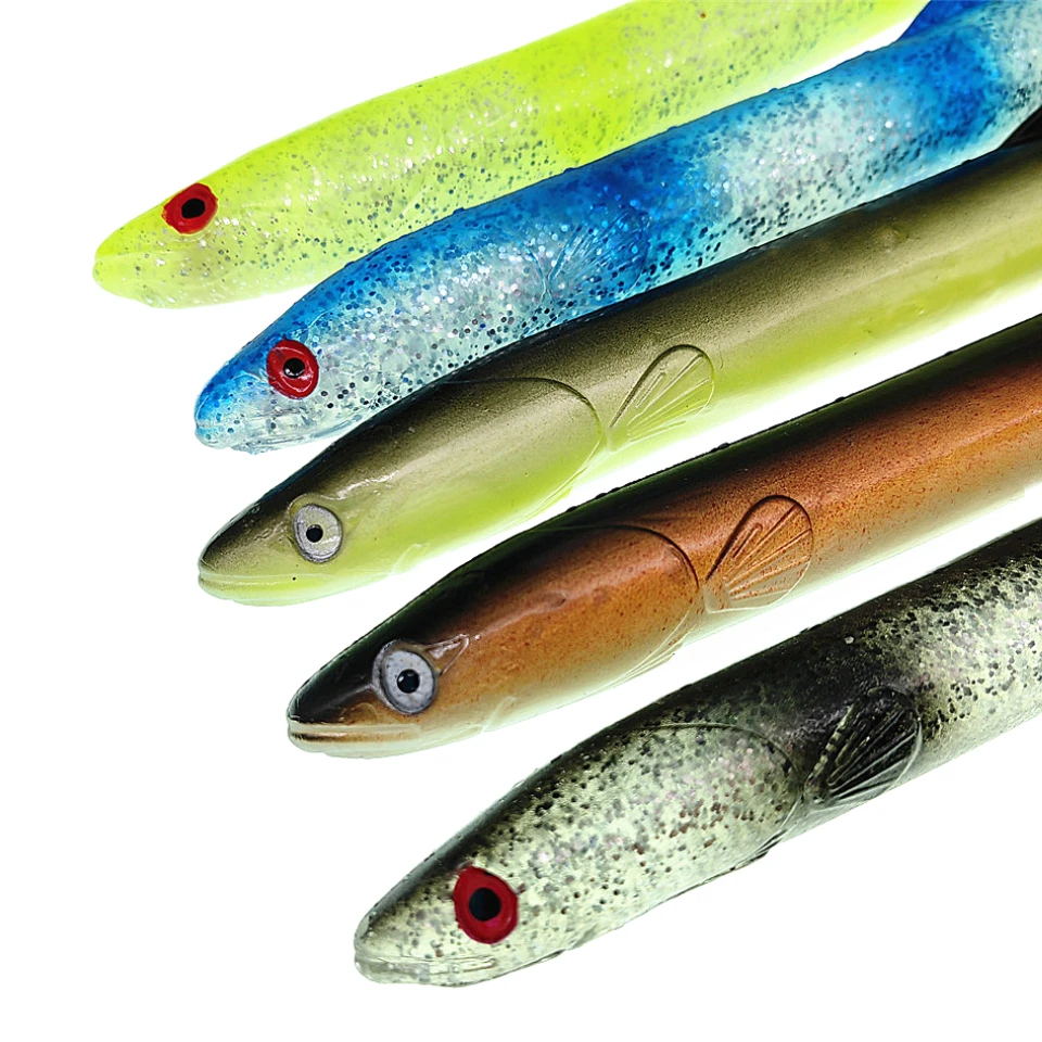 SWOLFY-señuelo de pesca de plástico suave, cebo de silicona, anguila de arena, ojos 3D, bagre, agua dulce y salada, 30cm, 58g - imagen 5