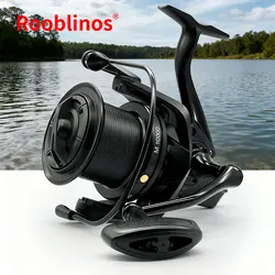 Carrete de carpa ROOBLINOS M negro de agua dulce 8000-14000 4,8:1 relación de engranaje carrete de pesca carrete giratorio de Metal