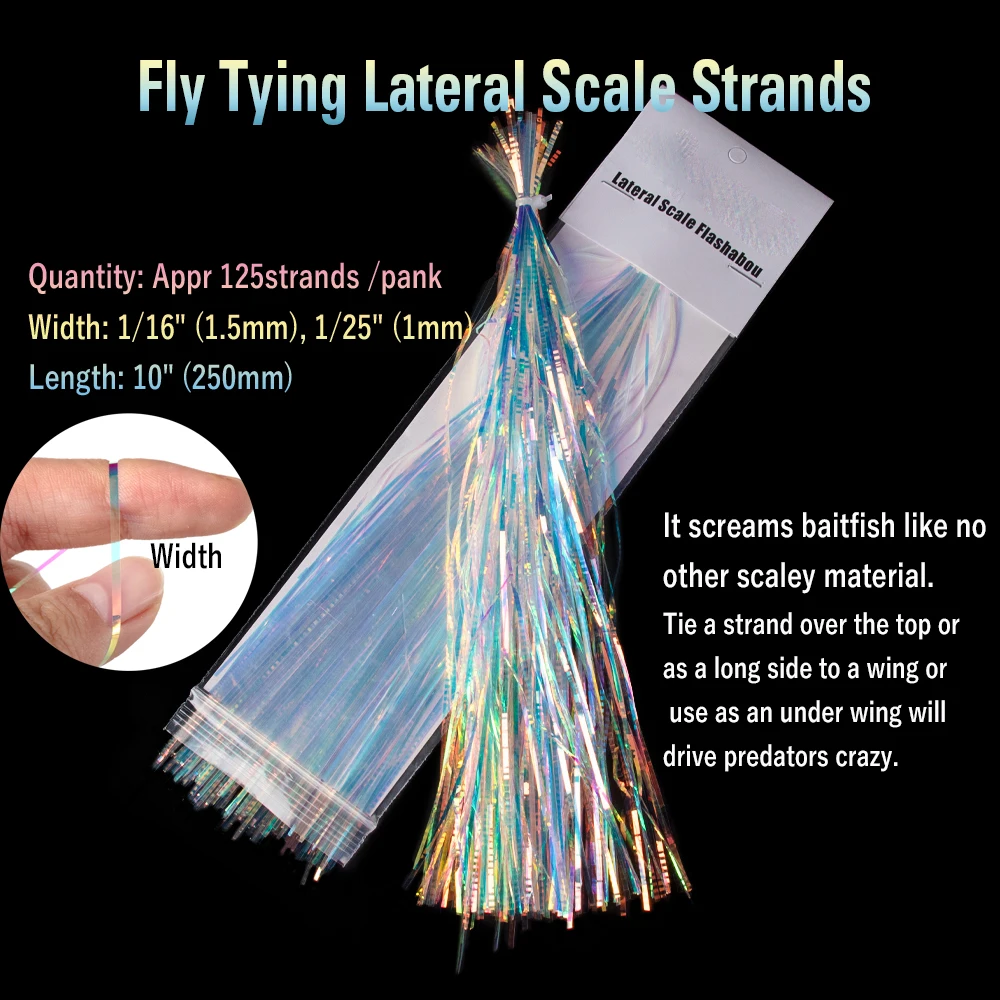 Wifreo, 1 paquete, atado de moscas, Flashbou, hebras de escala lateral, cola de caballo de agua salada, cebo giratorio, señuelo de pesca, materiales para atar moscas de lubina - imagen 3
