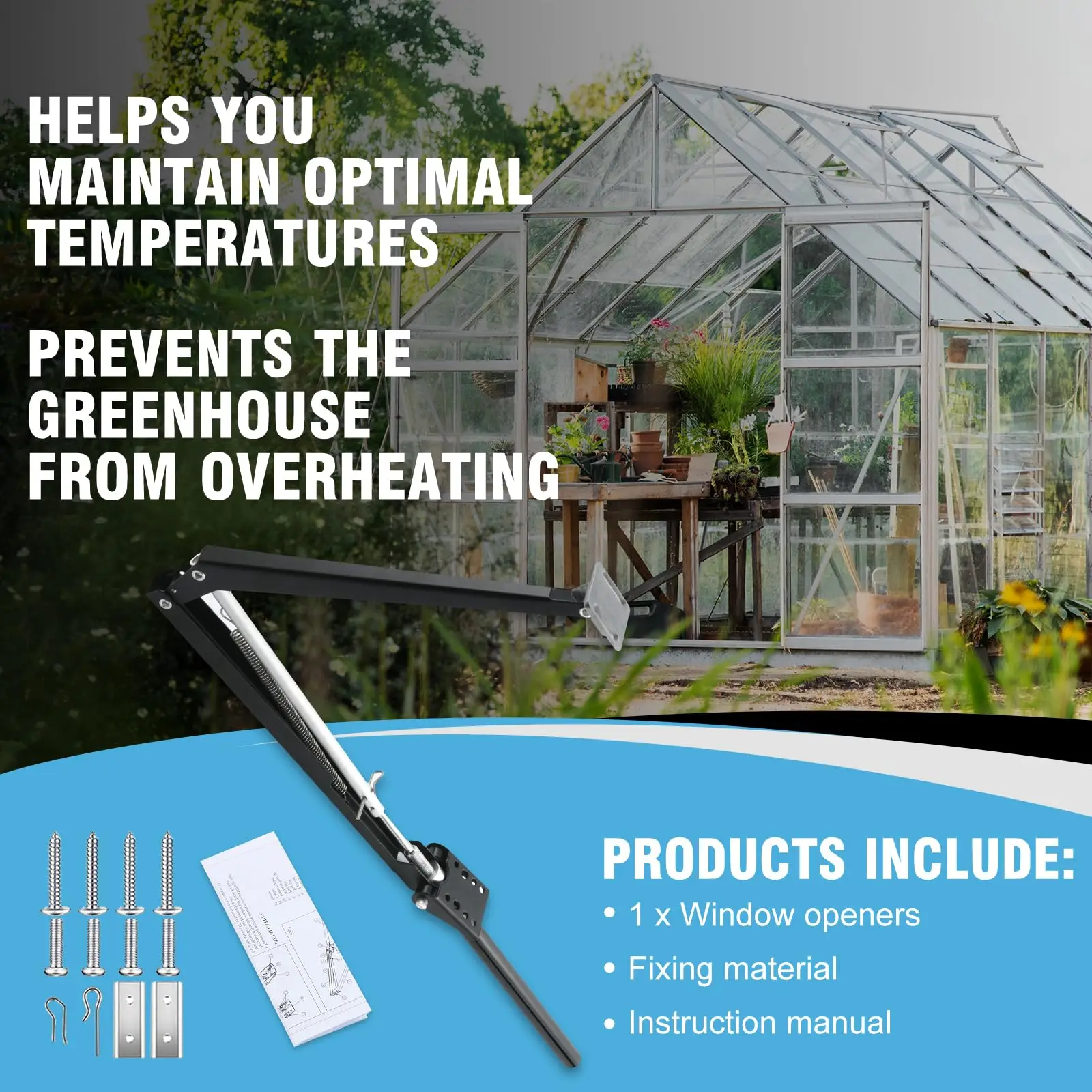 Goture abreventanas automático para invernadero de techo – kit ventilación automático - imagen 5