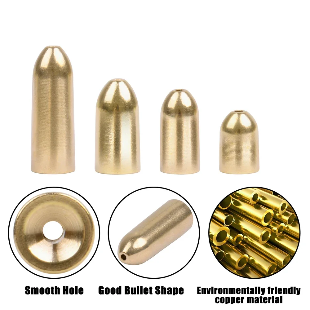 50 unids/caja plomo de cobre peso de hundimiento rápido DIY señuelo accesorios de cebo 1,8/3,5/5/7/10g Material de cobre pesca - imagen 5