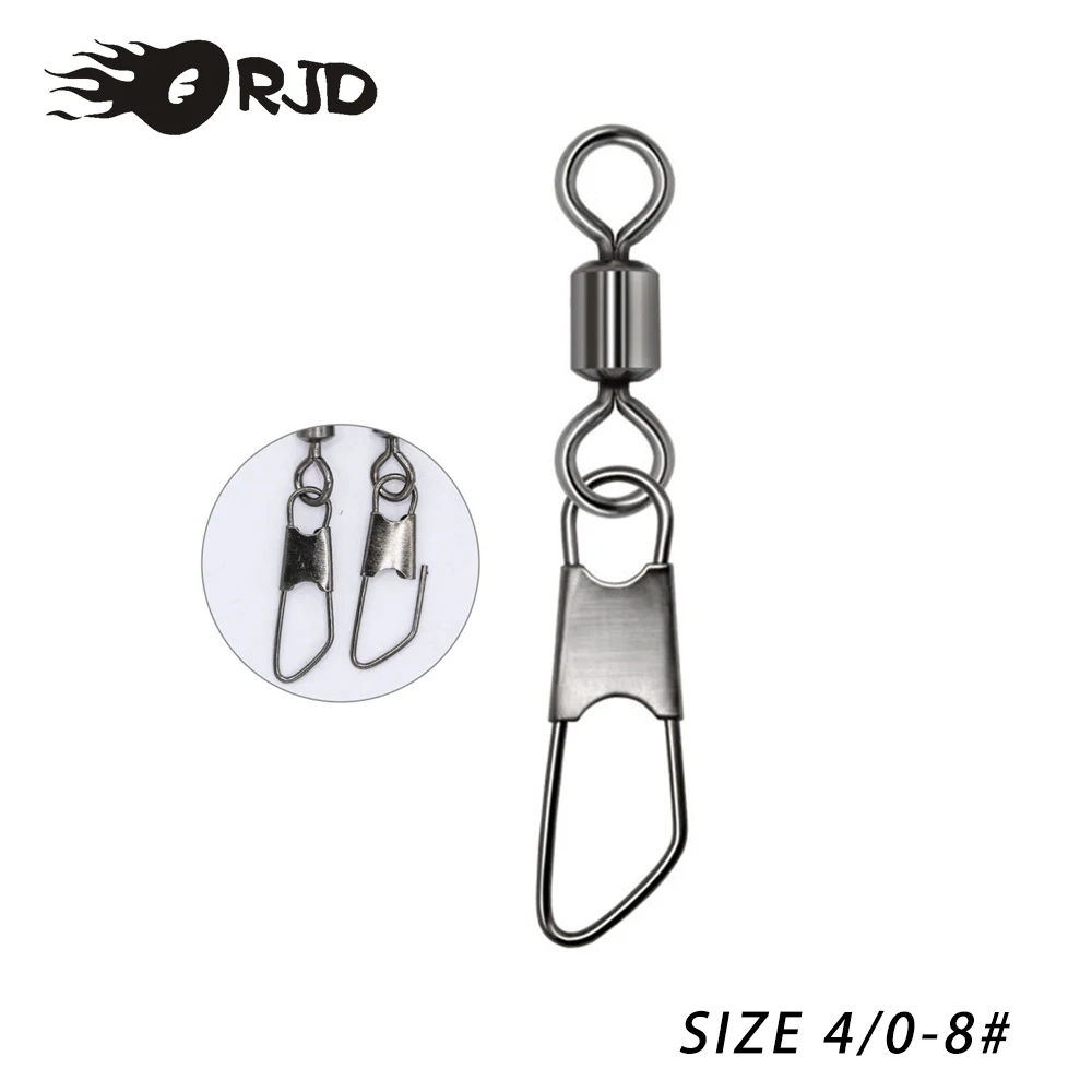 ORJD-gancho giratorio de pesca de acero inoxidable, Conector de señuelo, anillo sólido, accesorios de aparejos de pesca de alta velocidad, 10-50 piezas - imagen 2