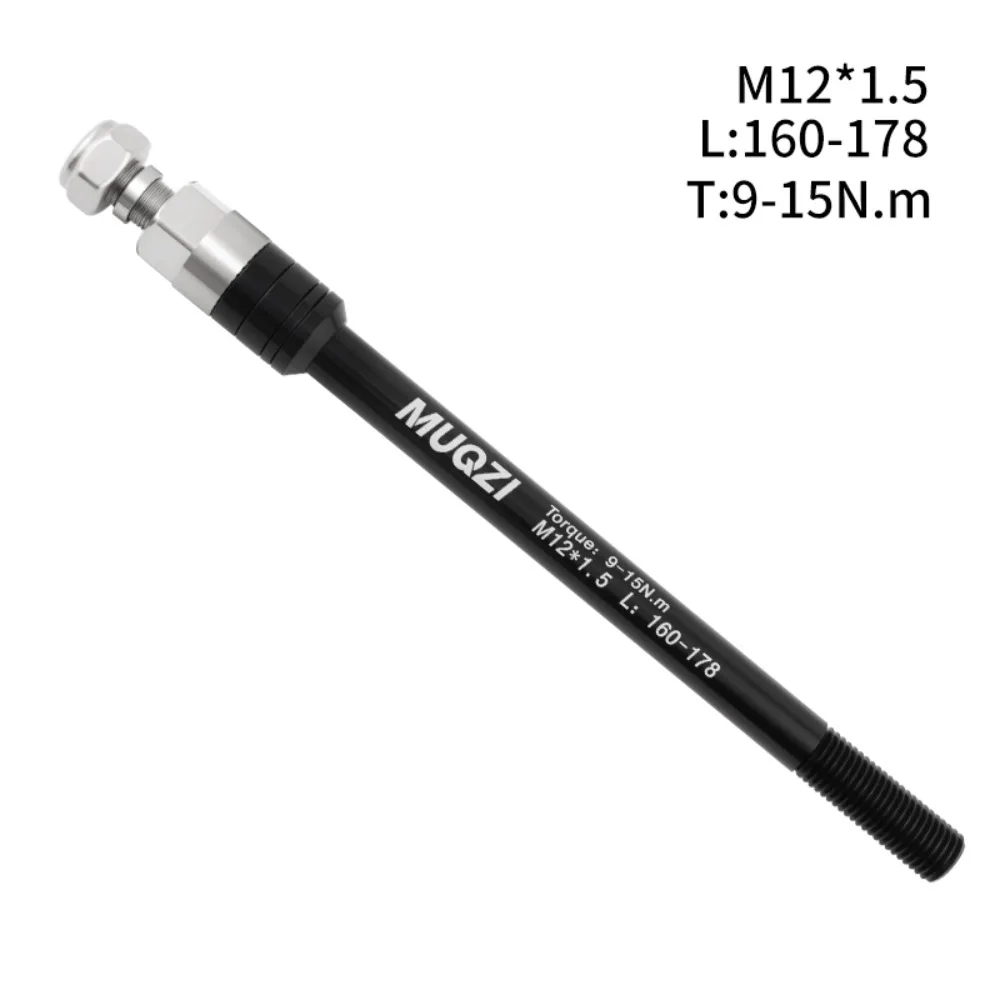 Adaptador de enganche de remolque de eje pasante de bicicleta de aleación de aluminio negro M12x1,0/1,5/1,75 adaptador de eje pasante de entrenador de rosca 160-178mm