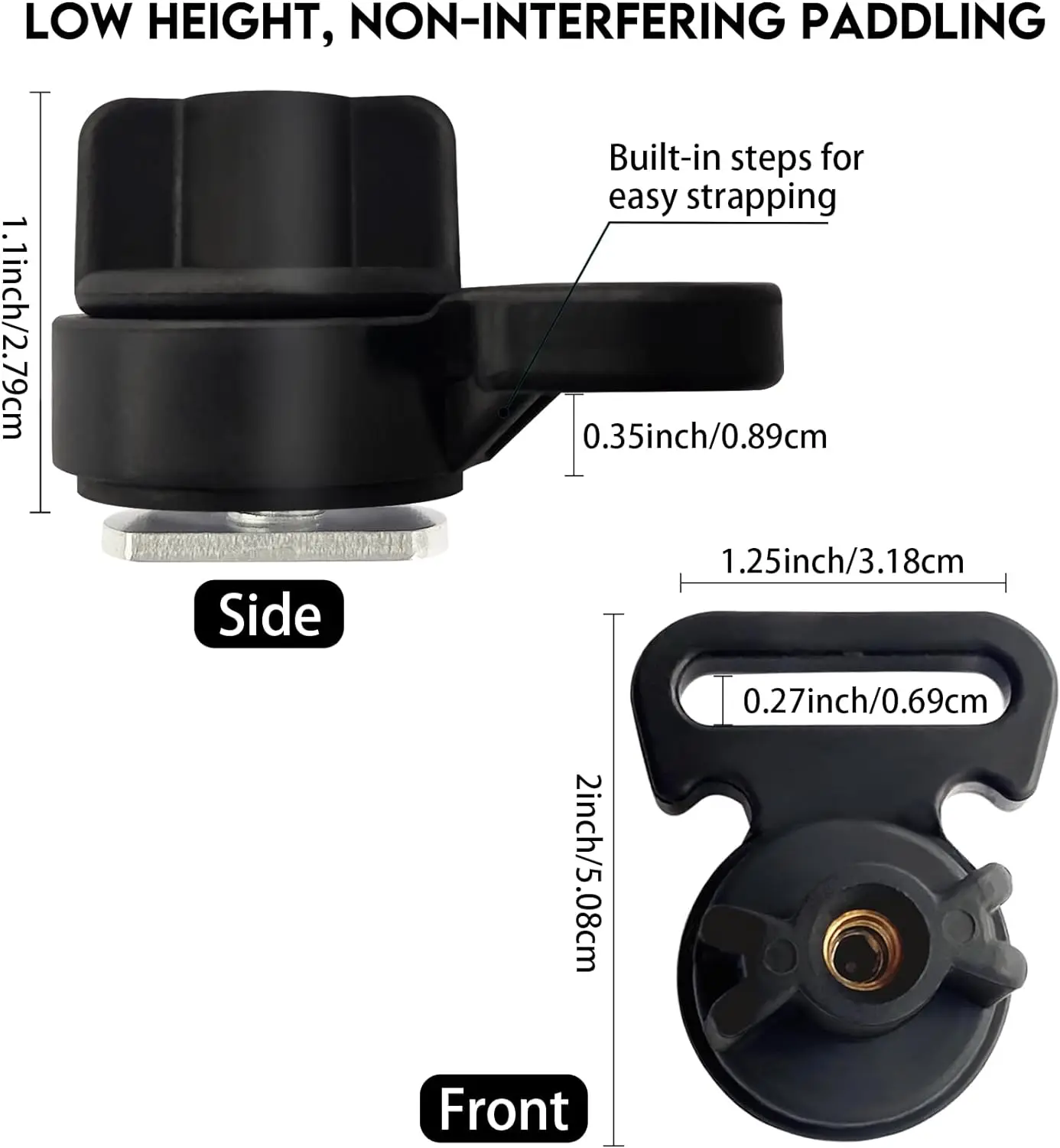 Amarre Aventik para montaje en pista de kayak, 2 piezas, amarres horizontales negros para asegurar refrigerador, caja y otros accesorios para kayak - imagen 2