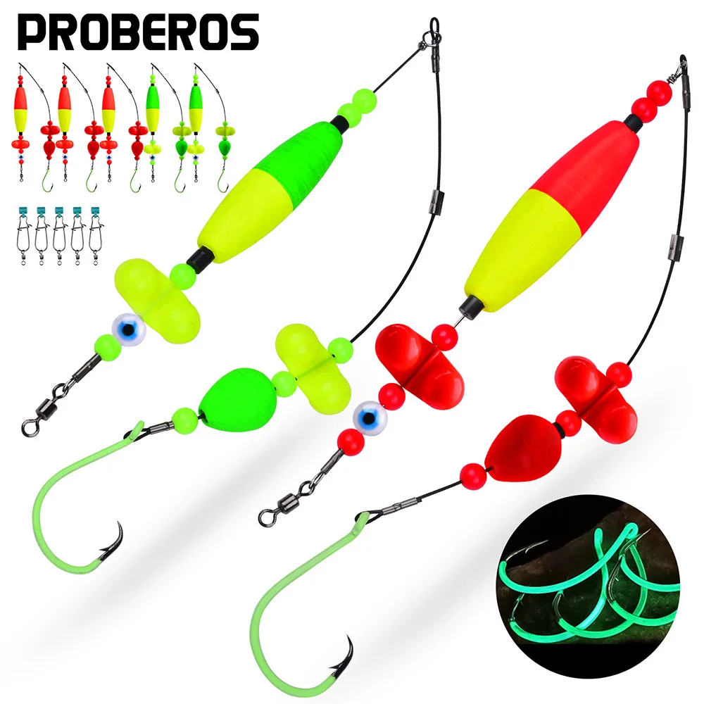 PROBEROS 5 uds aparejo de bagre aparejos flotantes de bagre con sonajero equipo de pesca de bagre para pesca de bagre 6/0 8/0 10/0