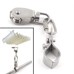 Piezas de red de sombrilla SS304, bloque de polea de acero inoxidable, abrazadera de tubo de polea móvil, accesorios de red de sombrilla telescópica, 5 Juegos por bolsa