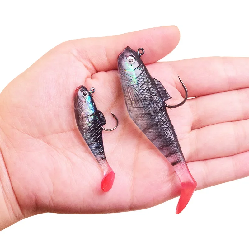 1 Pc Jig Head cebo suave cola en T Wobbler señuelo de Pesca Pesca 5cm/8cm carpa lubina cebo de goma Artificial Swimbait aparejos de Pesca - imagen 2